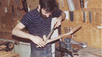 Young Jean Larrivee working at his bench in the 1960s